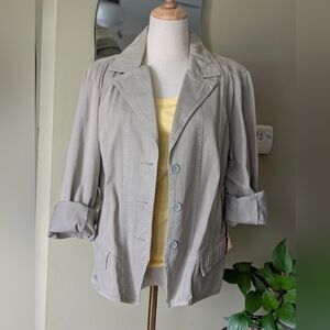 NWT Caribbean Joe Women's Size XL Cotton Button Down Long Sleeve Spring Jacket